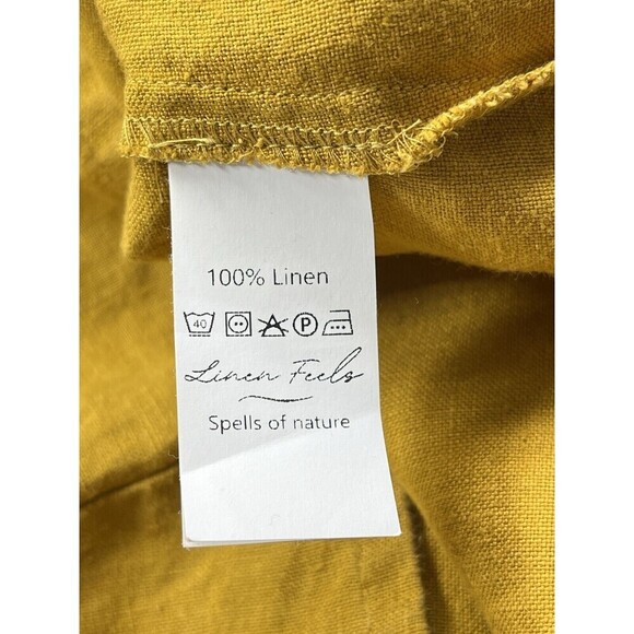 Linen Feels Spells Of Nature Womens Linen Boxy Top M Minimalist Mustard Beach - Picture 7 of 8